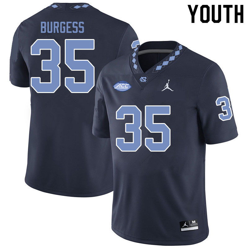 Jordan Brand Youth #35 Carson Burgess North Carolina Tar Heels College Football Jerseys Sale-Black